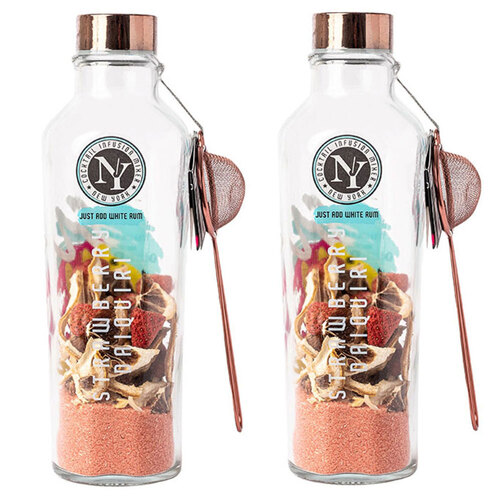 2PK New York Cocktail Infusion Mixer Strawberry Daiquiri Bottle 112g w/ Small Sieve