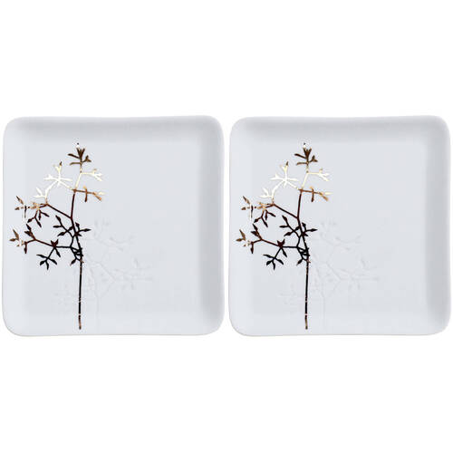 2PK LVD Porcelain Trinket Soap Dish Holder Willow 12.8x12.8cm - White