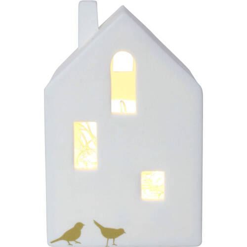 LVD Porcelain Village House Tealight Candle Holder Display 3D 12.5cm White