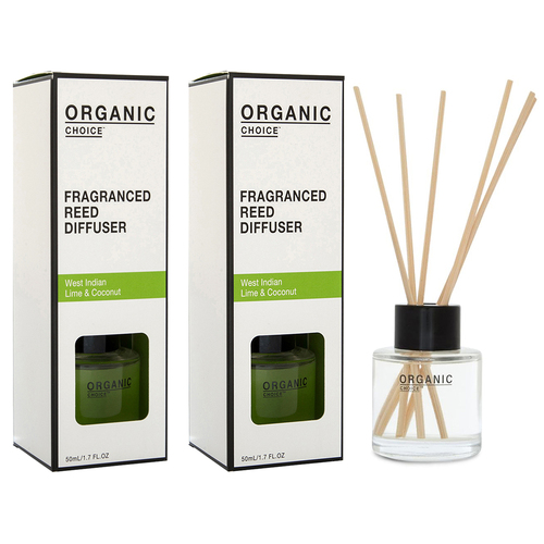 2PK Organic Choice Fragranced Reed Diffuser 50ml Lemongrass & Cedarwood