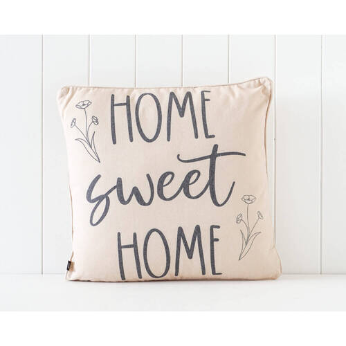 Rayell Indoor Square Cushion Printed Home Sweet Home Beige 45x45cm