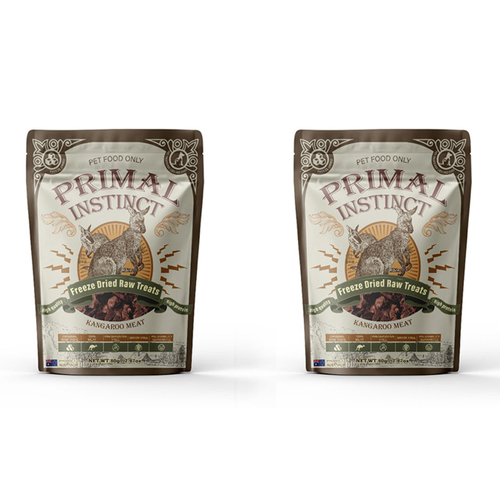 2x Primal Instinct 80g Freeze Dried Raw Pet Treat/Food Kangaroo Meat