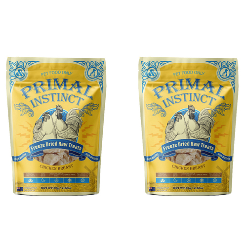 2x Primal Instinct 80g Freeze Dried Raw Pet Treat Food Chicken Breast