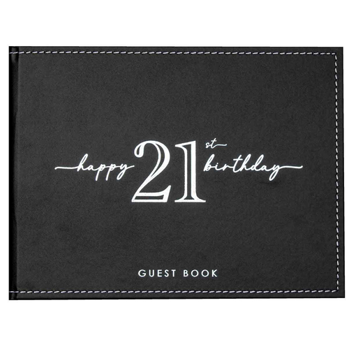 Guest Book Vinyl 21st Birthday Party Signature Notepad Black 23cm