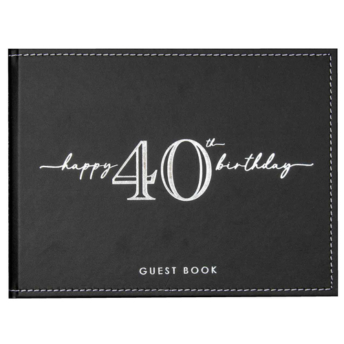 Guest Book Vinyl 40th Birthday Party Signature Notepad Black 23cm