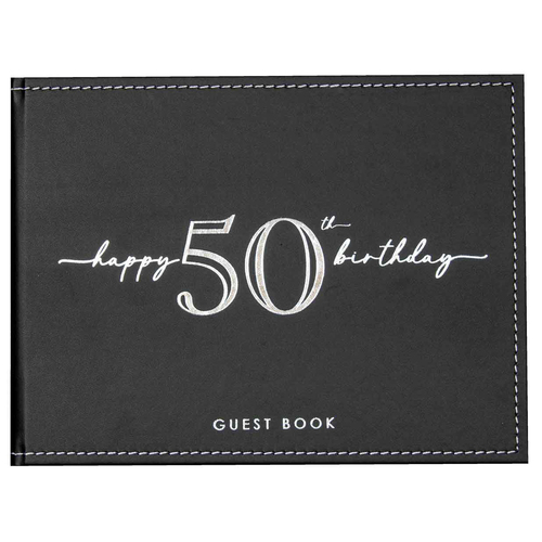 Guest Book Vinyl 50th Birthday Party Signature Notepad Black 23cm