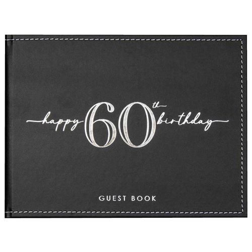 Guest Book Vinyl 60th Birthday Party Signature Notepad Black 23cm