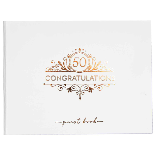 50th Guest Book Celebration 23x18cm White/Rose Gold