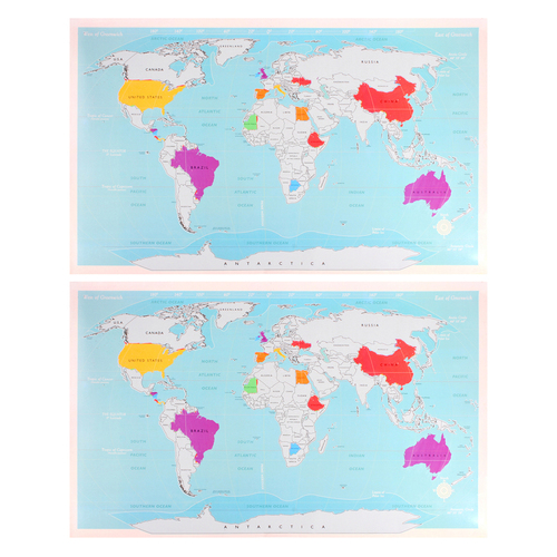 2PK Home Expression Deluxe Travel World Scratch Map Poster 82.5X59.4mm