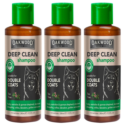 3PK Oakwood 280ml  Deep Clean Tea Tree Pet Shampoo