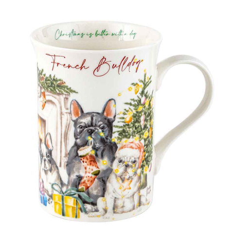 Merry Muddy Paws French Bulldog 360ml Coffee Mug New Bone China