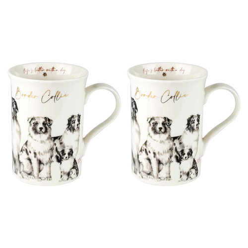 2PK Muddy Paws Decorative Dog/Pet Border Collie Mug 360ml