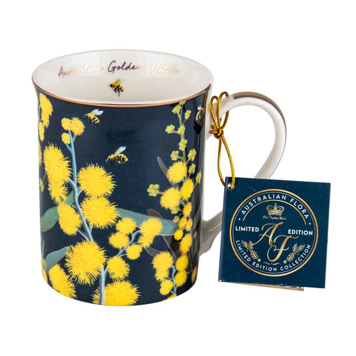 Australian Flora Golden Wattle 360ml Coffee Mug New Bone China