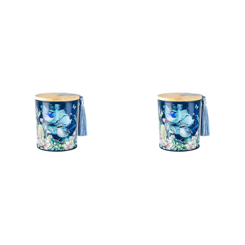 2PK Australiana 300g Vanilla Scented Candle w/ Wood Lid & Tassel - Blue Wren