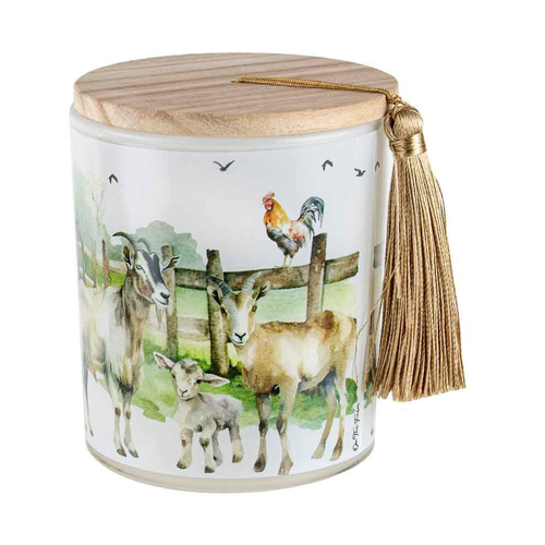 On The Farm Goat 300g Vanilla Scented Candle w/ Wood Lid & Tassel