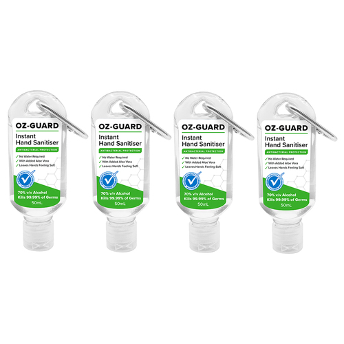 4PK Ozguard 50ml Kids Hand Sanitiser Antibacterial Protection 6y+