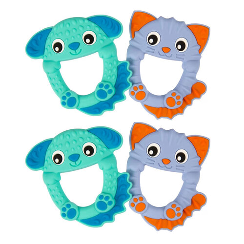 2PK Playgro Soothe and Chew Kobie Cat Silicone Teether 0m+