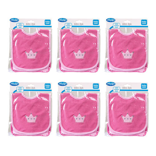 12pc Playgro Crown Designed Baby/Kids Bib Assorted Pink/Blue