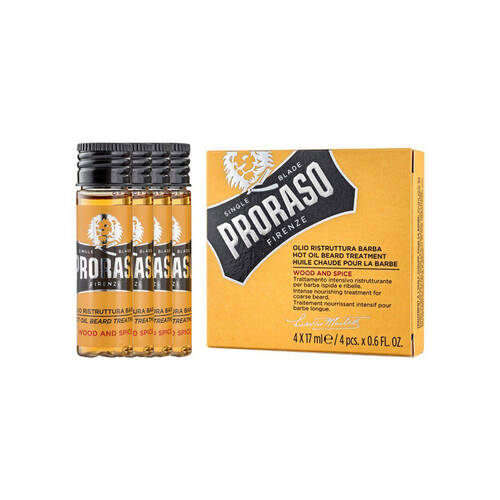 4pc Proraso Hot Oil Treatment Nourishes/Repair Wood & Spice 17.7ml