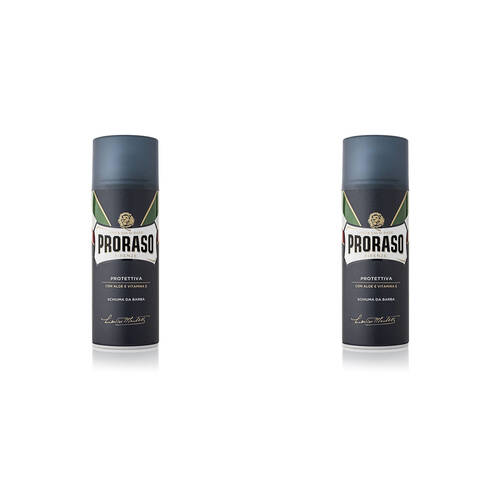 2PK Proraso Shave Foam Protect Blue w/ Aloe Vera & Avocado Oil 300ml