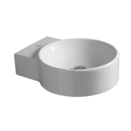 Simas Tondo Wall Mounted Ceramic Basin (1 Tap Hole) White