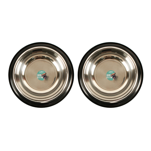 2PK Pro Pet Max Pet Dish Stainless Steel Non Slip 34cm 2.8L 