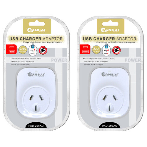 2PK Sansai Wall Charger 22.5W USB-C + A 11x7 cm Assorted