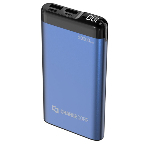 Chargecore 10000mAh Power Bank MicroUSB/Type C Portable Charger - Blue