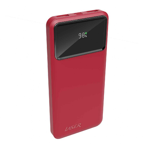 Laser 18W PD 10000mAh LED Power Bank Micro USB/Type C Charger - Red