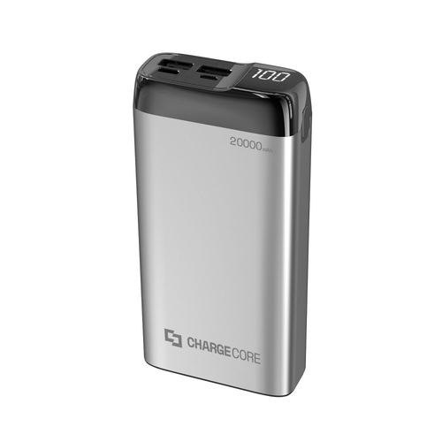 Laser 20000mAh Power Bank MicroUSB/Type C Portable Charger - Silver