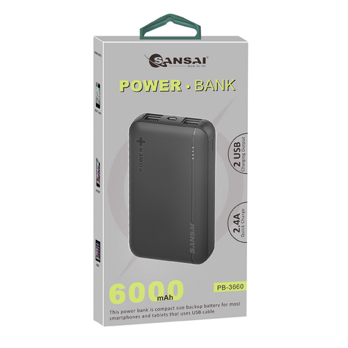 Sansai Power Bank 6000mAh 22.5W w/ Kickstand 11x7 cm Assorted