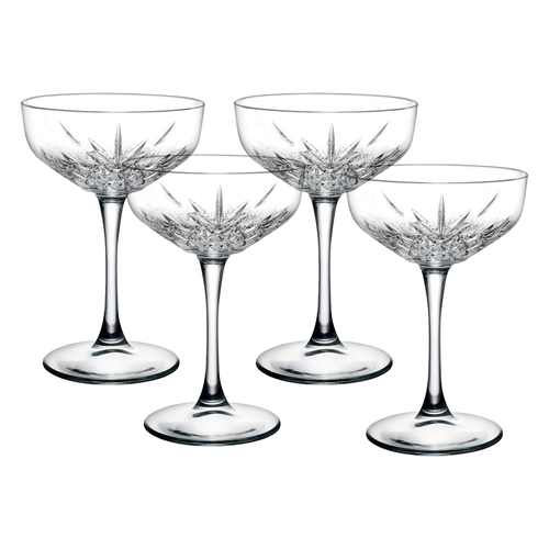 4pc Pasabahce Timeless 255ml/17cm Champagne Coupe Glasses