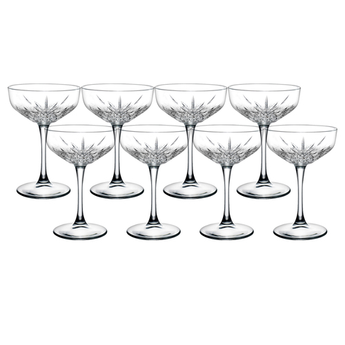 8pc Pasabahce Timeless 255ml/17cm Champagne Coupe Glasses