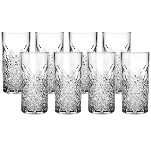 8pc Pasabahce Timeless SodaLime Hi Ball Glass 450ml