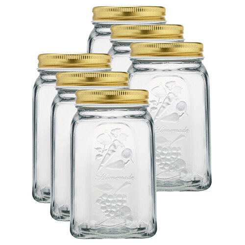 6PK Pasabahce Homemade 1000ml Glass Jar Storage w/ Lid - Clear