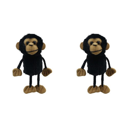 2PK The Puppet Company Chimp Finger Puppets 13cm Toy Black 12m+