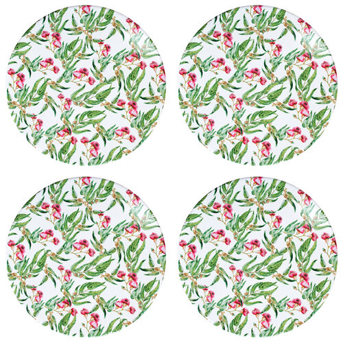 4PK LVD Ceramic/Cork Placemat Trivet Gum Leaves Home/Kitchen Decor Round 25cm