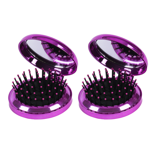 2PK Living Today Folding Brush & Mirror Compact - Pink