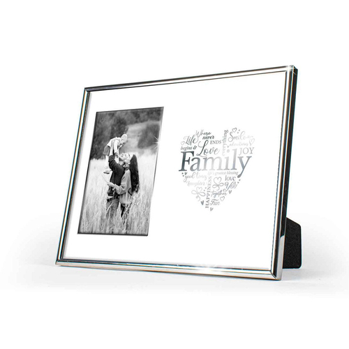 Family Free-Standing 6x4'' Photo Frame Rectangle Silver Edged