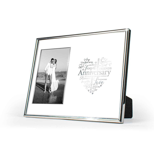 Anniversary Free-Standing 6x4'' Photo Frame Rectangle Silver Edged