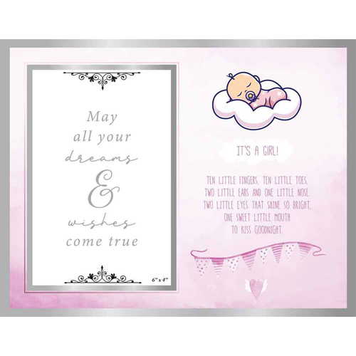 Its A Girl Inspirational Glass Photo / Picture Frame 6x4 Inches