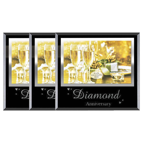 3x 60th Diamond Anniversary 6x4 Inch Keepsake Novelty Photo Frame