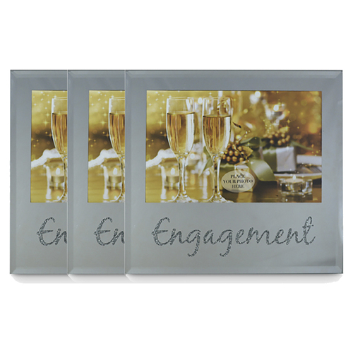 3x Engagement Silver Text 6x4 Inch Keepsake Novelty Photo Frame