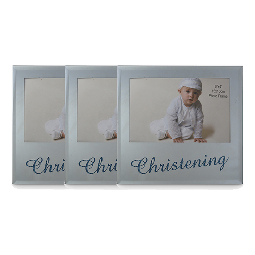 3x Christening Boy 6x4 Inch Keepsake Novelty Photo Frame