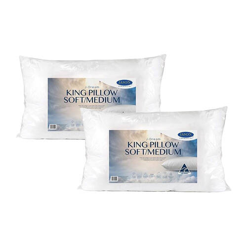 2PK Jason Commercial King J-Dream Microblend Soft/Medium Pillow 50x90cm