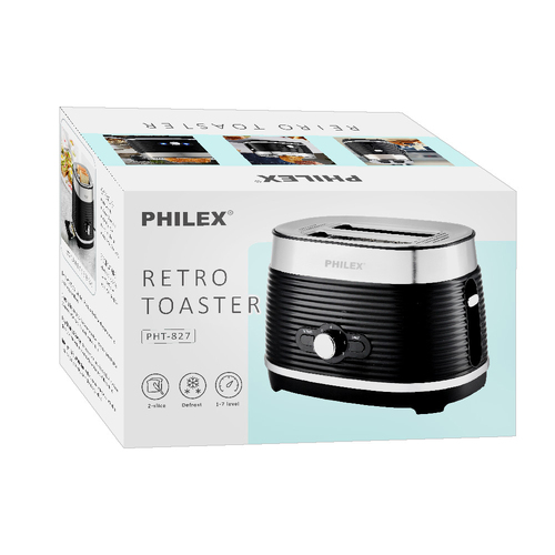 Philex 2-Slice Retro Electric Bread Toaster 815W - Black