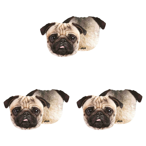 3PK Pikkii Fun Pug Micofiber Cloth Glasses Cleaning 16x12cm