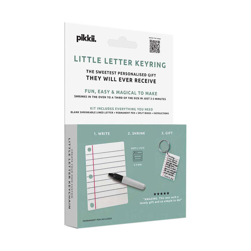 Pikkii Little Letter Shrink Keyring Kit Personalised Gift 12cm