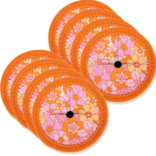 8PK Splosh Picnic Retro Floral Wine Glass Coaster 9.5cm