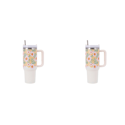 2PK Splosh Picnic Spring Floral Insulated Tumbler w/ Straw 1.2L